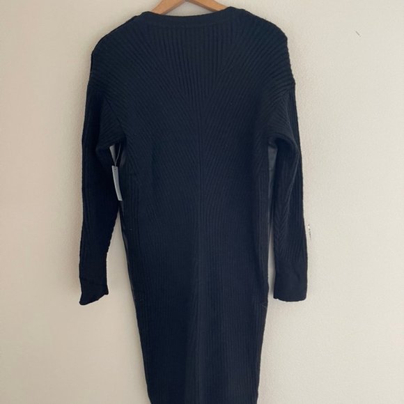 Pilcro (Anthropologie) Faux Leather-Trimmed Black Duster Sweater is NWT!! - Picture 4 of 4